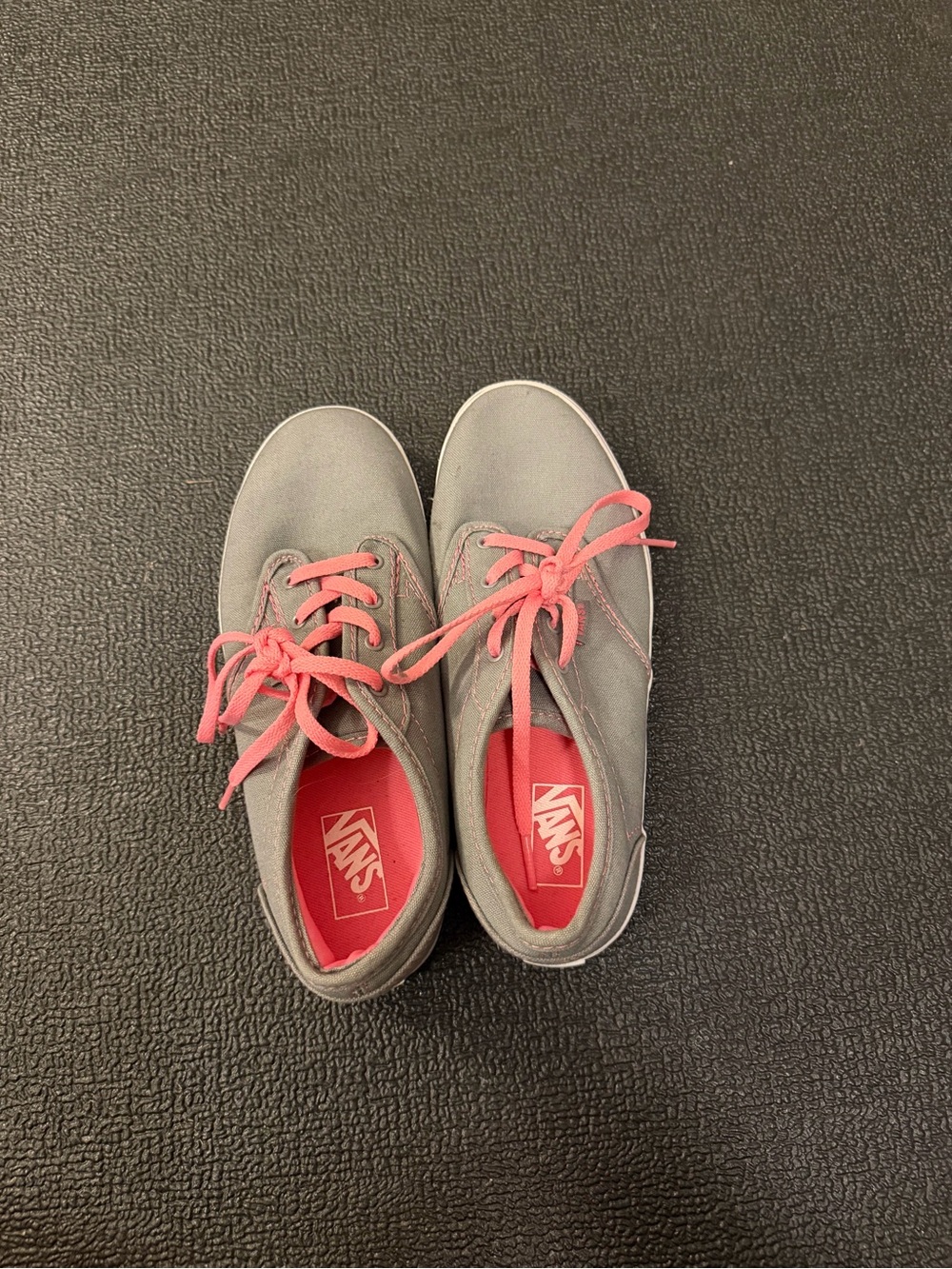 Vans Kids' Gray Canvas Sneakers with Pink Accents